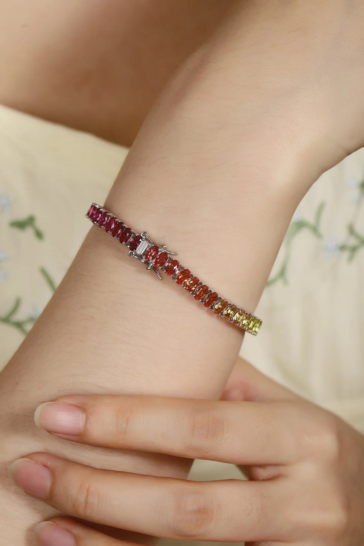 Gemfiori Custom Lab Grown Color Gemstone Bracelet Pick Any Gem Hue Colorful Symbolizes Colorful Life Fine Jewelry