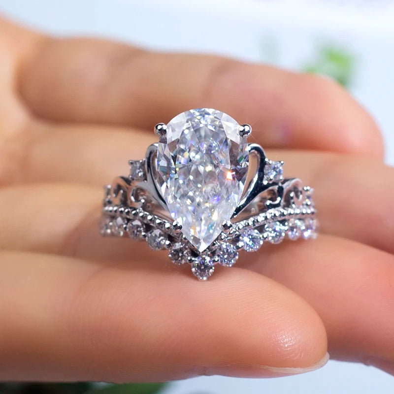 Gemfiori MSR-1518 Custom Ring Jewelry IGI Certification 4ct E VVS2 Engagement Ring PT950 Pear Cut Lab Grown Diamond Ring