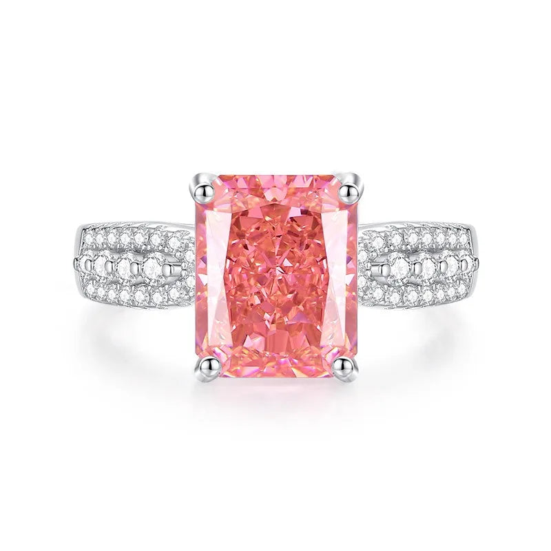 Wholesale Waterproof 5A 8A Pink Cubic Zirconia Rings 925 Sterling Silver OEM ODM Custom Factory Direct Ring Jewelry Manufacturer