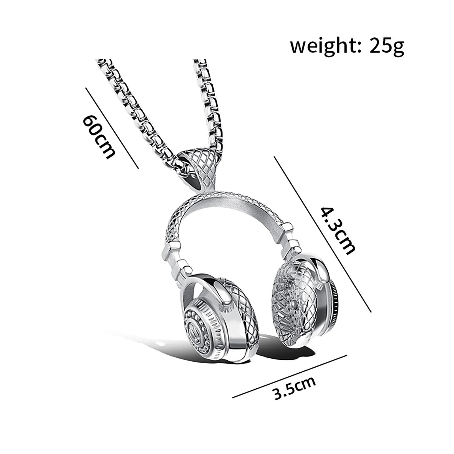 High Quality Custom Hip Hop Headset Design Jewelry Men's Stainless Steel Music Headset Dj Headphone Pendant Necklace