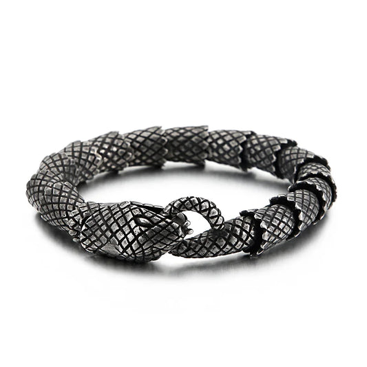 KALEN Punk Fine Jewelry Fashion Bracelets Men Stainless Steel Vivid Snake Links Bracelet Bangle