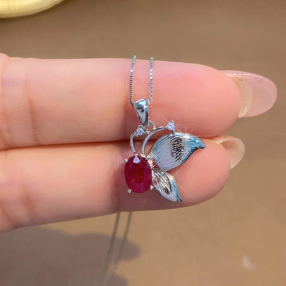 Gioiellieri Natural Ruby Sterling Silver Gold Plated Exquisitely Crafted Claw Setting Gemstone-Inlaid CMA Women's Anniversary Gift Party