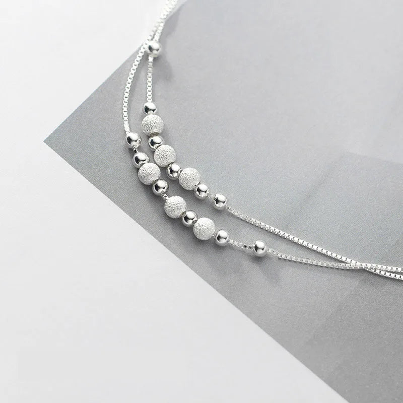 Top Grade 925 Sterling Silver Strand Beads Beaded Anklets for Women Summer Gifts Jewelry