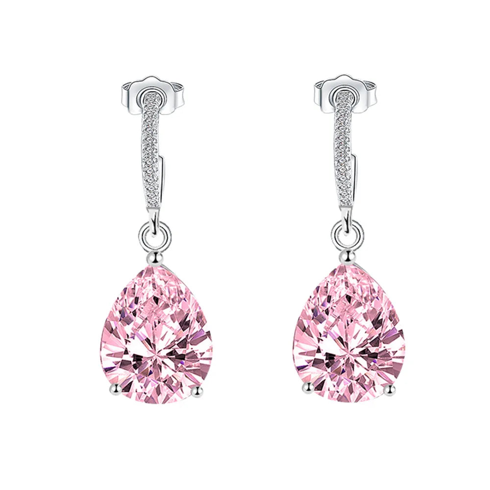 MUSHAN Jewelry Factory 2.6 Carat 7 * 9 Sea Blue Zirconia Water Drop Earrings Women Pure Silver Earrings Fashion Earrings