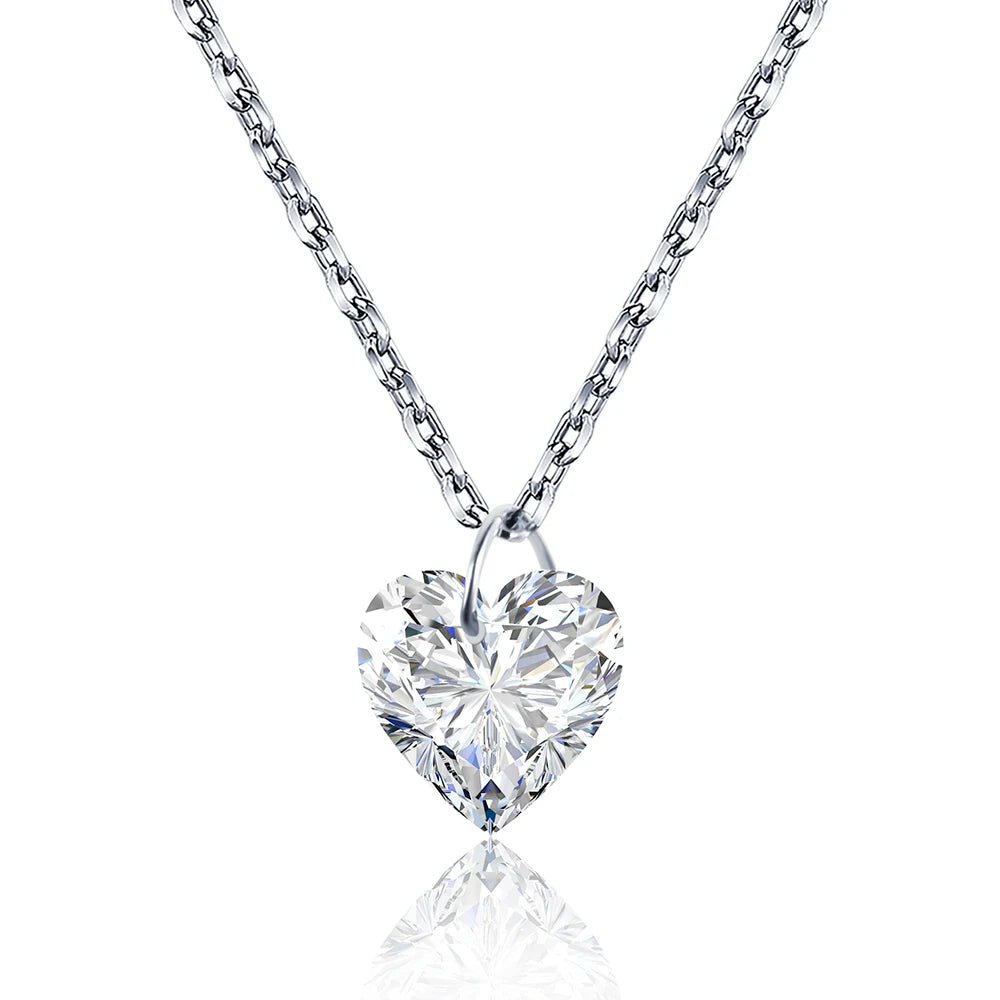 Gemfiori MSN-956 9k with 1ct Loose Heart Lab Grown Diamond Pendant Necklace for Woman Custom Jewelry Valentine's Gift for Girlfriend