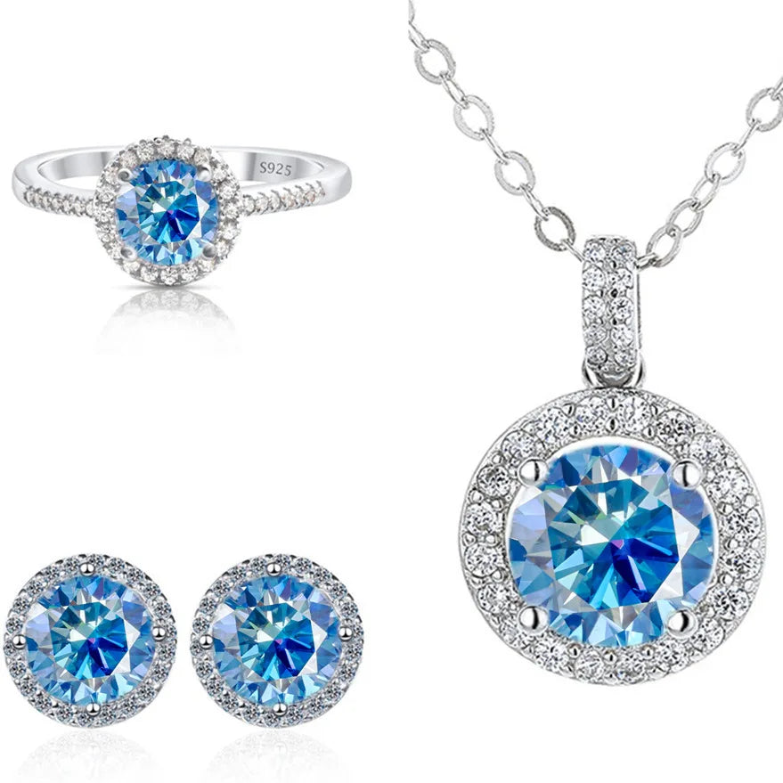 SPECIAL OFFER -REDheart Color Moissanite Party Jewelry Set for Women Necklace Ring Earrings S925 Sterling Silver with GRA Certificate