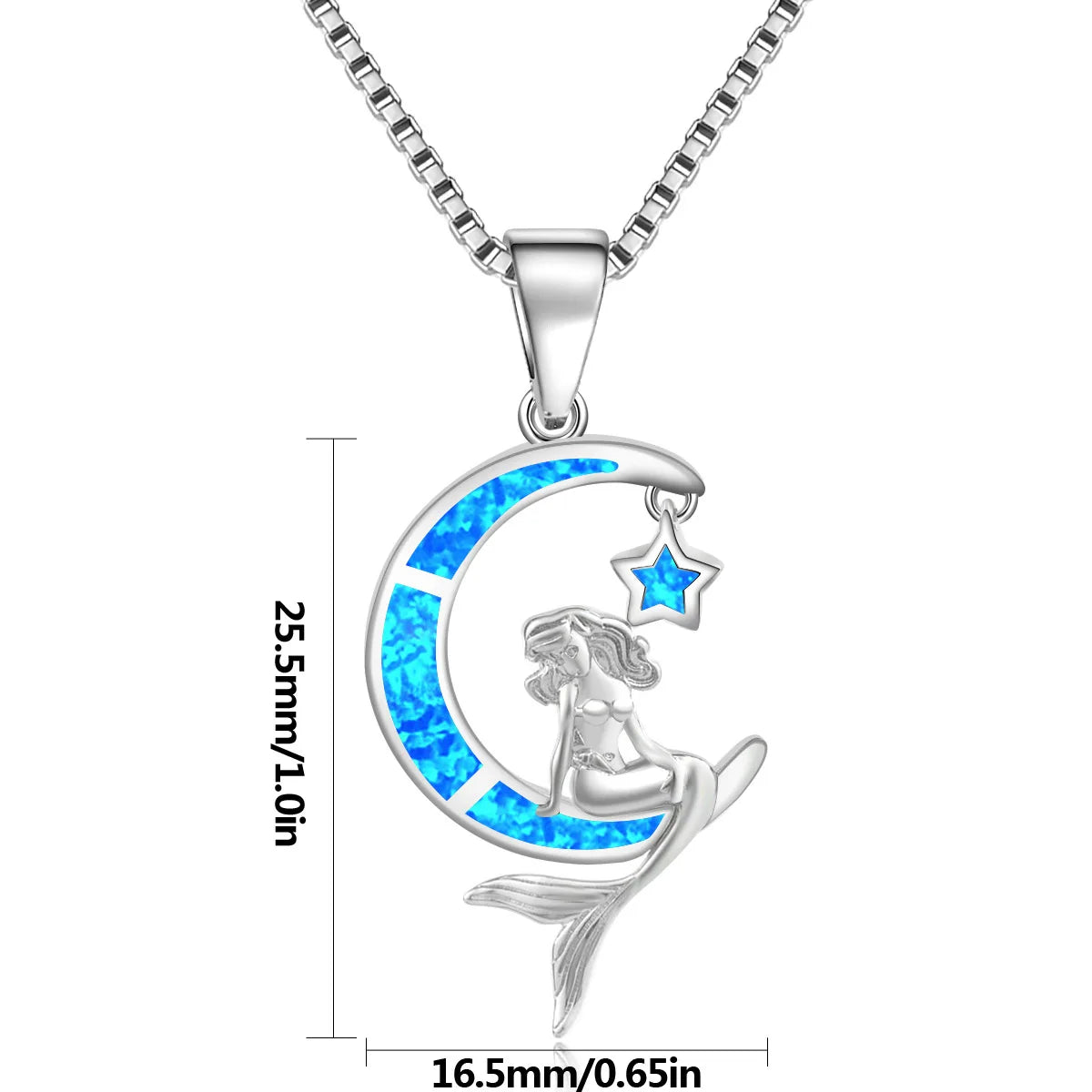 Trendy Blue Opal Mermaid Necklace - Elegant European Style Pendant Chain for Women's Fashion Jewelry