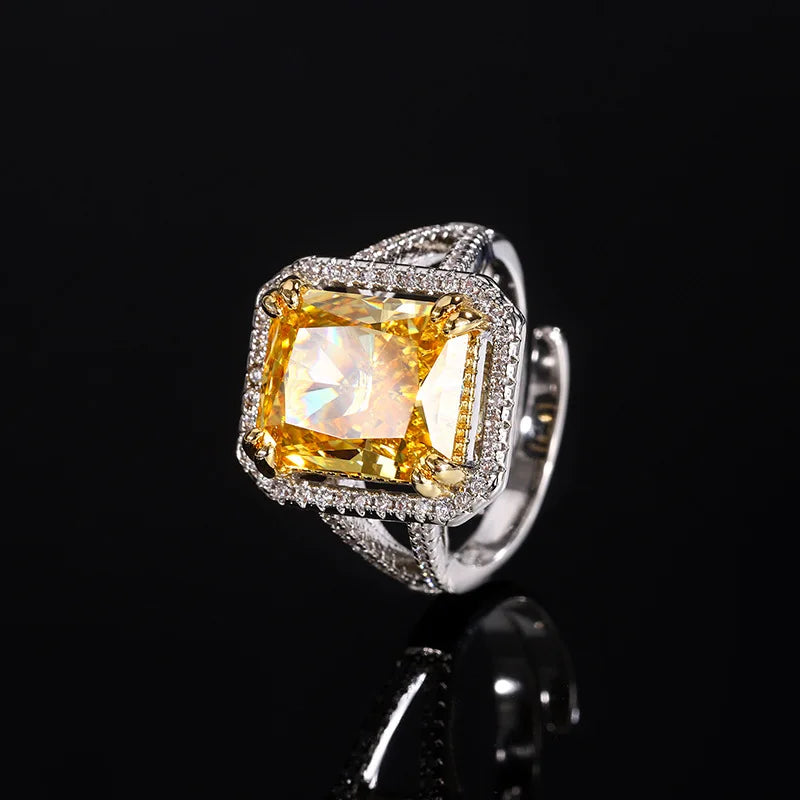 Gemfiori Small Square Sugar Necklace Sunset Sugar Light Luxury Elegant Premium Ice Sugar Jewelry Set