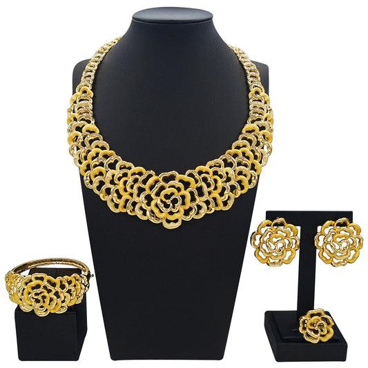 Zhuerrui Nigerian 18k Gold Plated Jewelry Set Brazil Gold Designer Wedding Jewellery Set Fashion Necklaces Jewelry Sets I006220
