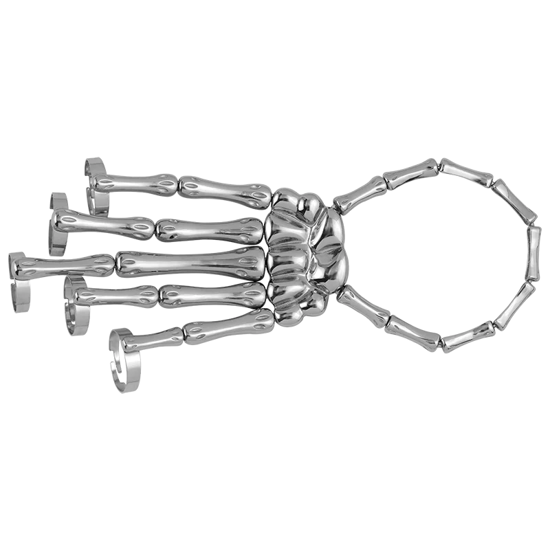 Metal Skull Bracelets Jewelry Gothic Style Stainless Steel Adjustable Fingers Hand Bone Bracelets Punk for Women