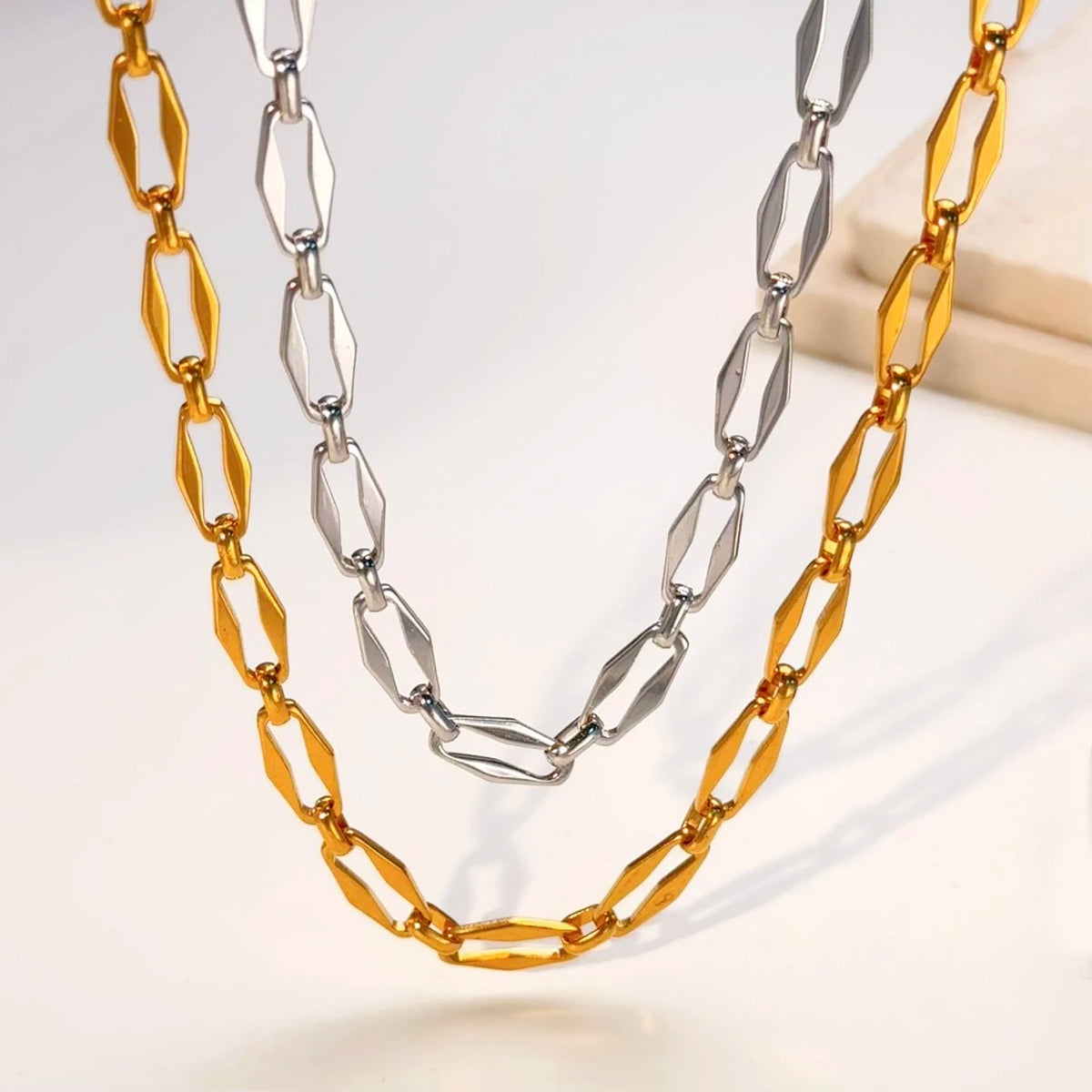 FASHIONISTA Non Tarnish Waterproof Choker Women Stainless Steel Chain Jewelry Making PVD Gold Plated Chunky Necklace DIY Handmade Link Chain