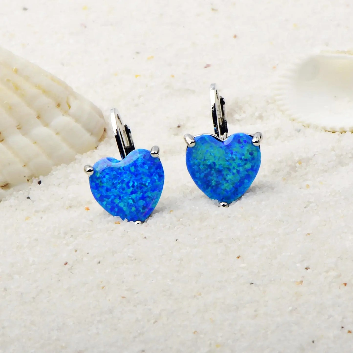 Southwestern Brass Opal Jewelry for Women Bohemian Plant Floral Cluster Silver Plated Heart Shape Stud Earrings