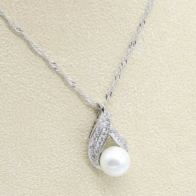 XOTICA White Pearl Romantic Alloy Silver Platinum Plated Jewelry Set for Women Wedding & Party Necklace Earring Bracelet Ring