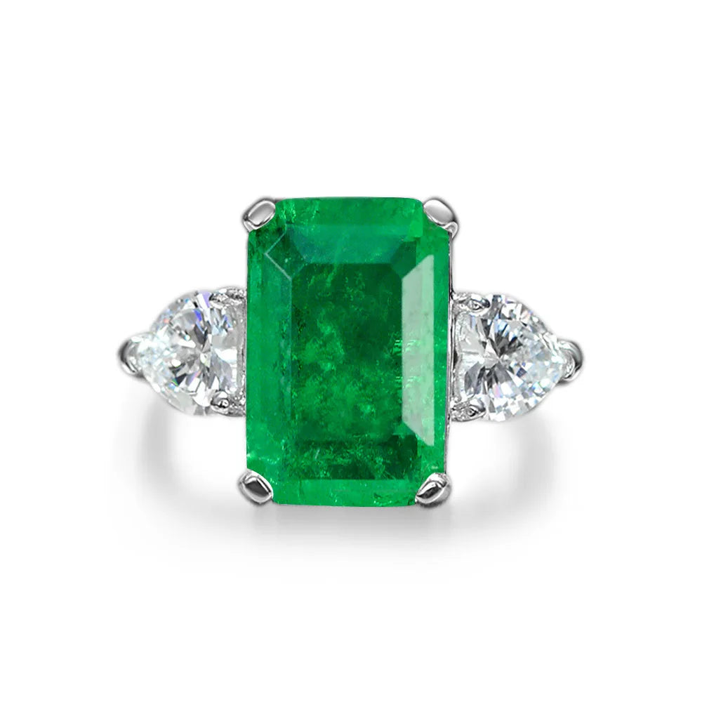 MuShan Jewelry Factory Simulated Gemstone Ring Emerald Cut 5ct12*8 Niche Design Cube Sugar Diamond Ring for Women