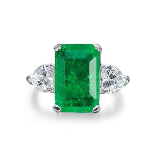 MuShan Jewelry Factory Simulated Gemstone Ring Emerald Cut 5ct12*8 Niche Design Cube Sugar Diamond Ring for Women