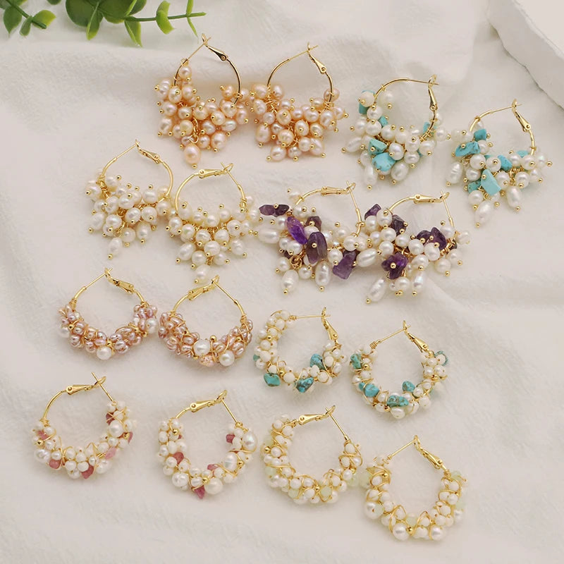New Jewelry Yiwu Wholesale Gold Plated Natural Pearl Earings Jewelry Women Korean Wholesale Bulk 18K Gold Plated Jewelry