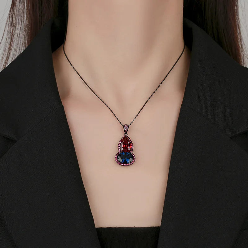 S&S New Personalized and Fashionable Gourd Droplet Shaped Red Pendant with a Light Luxury and Exquisite Necklace Temperament