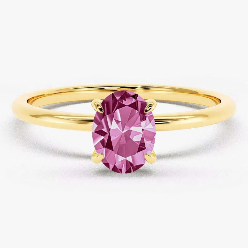 Minimalist S925 Sterling Silver Gold Plated Anti Tarnished Women's Fine Jewelry Oval Cut 0.5CT VVS GRA Colorful Moissanite Rings