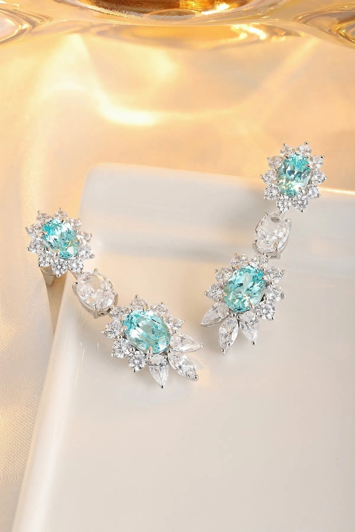 Gemfiori Anster High Quality S925 Lab Grown Paraiba Earring Stud Dainty Gemstone Stud Earrings for Women Daily Wear Gift