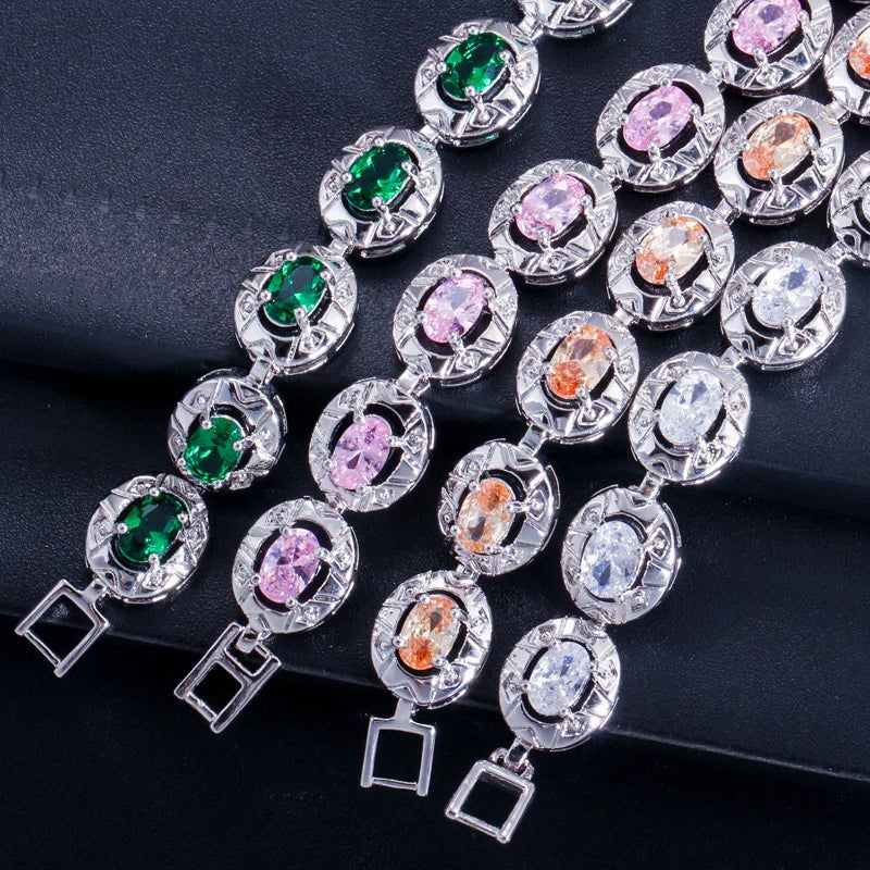 Sming Dropshipping White Gold Plated Brass Birthday Gift Crystal 18K AAA Zircon Fashion New Bracelet