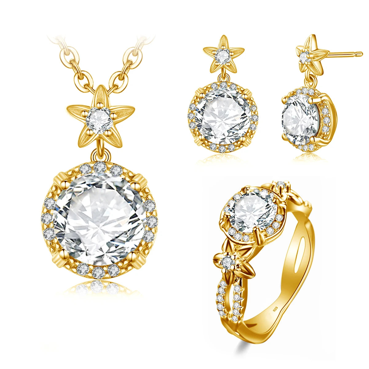 ArtistA French Noble Classic Jewelry Set Luxury Party Round Citrine 925 Ring Sterling Silver Women Jewellery Sets