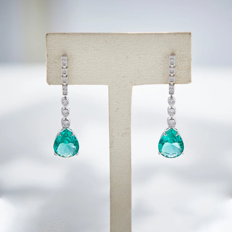 High End Design Sense, Niche, Light Luxury, Super Sparkling Droplet Shaped Necklace, Earrings, Women's Dress Accessories