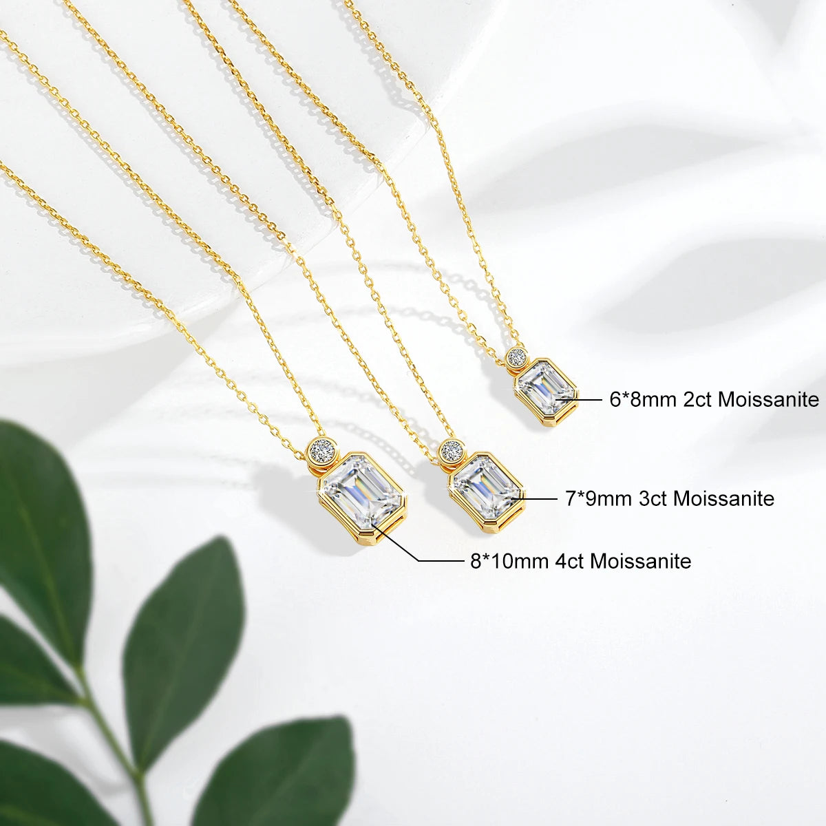 Gioiellieri 14K Gold Hollow Jewelry Pendant 2 Carat 3 Carat 4 Carat Emerald Cut White Moissanite Diamond Gold Pendant Necklace Woman