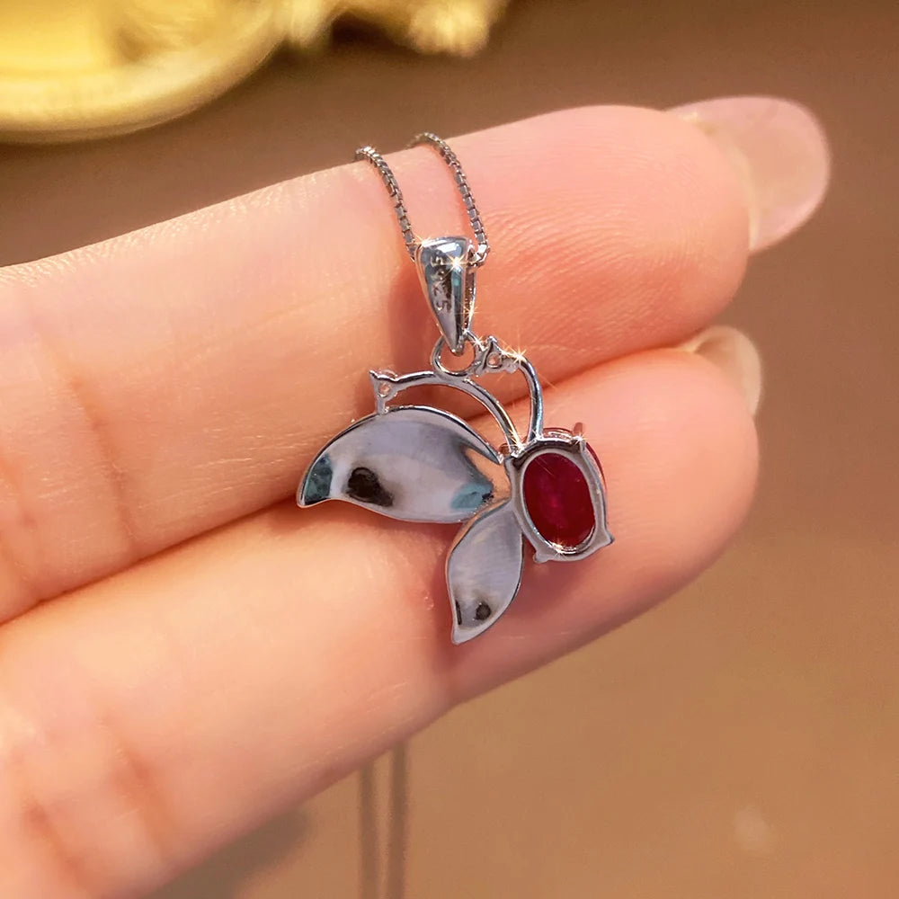 Gioiellieri Natural Ruby Sterling Silver Gold Plated Exquisitely Crafted Claw Setting Gemstone-Inlaid CMA Women's Anniversary Gift Party