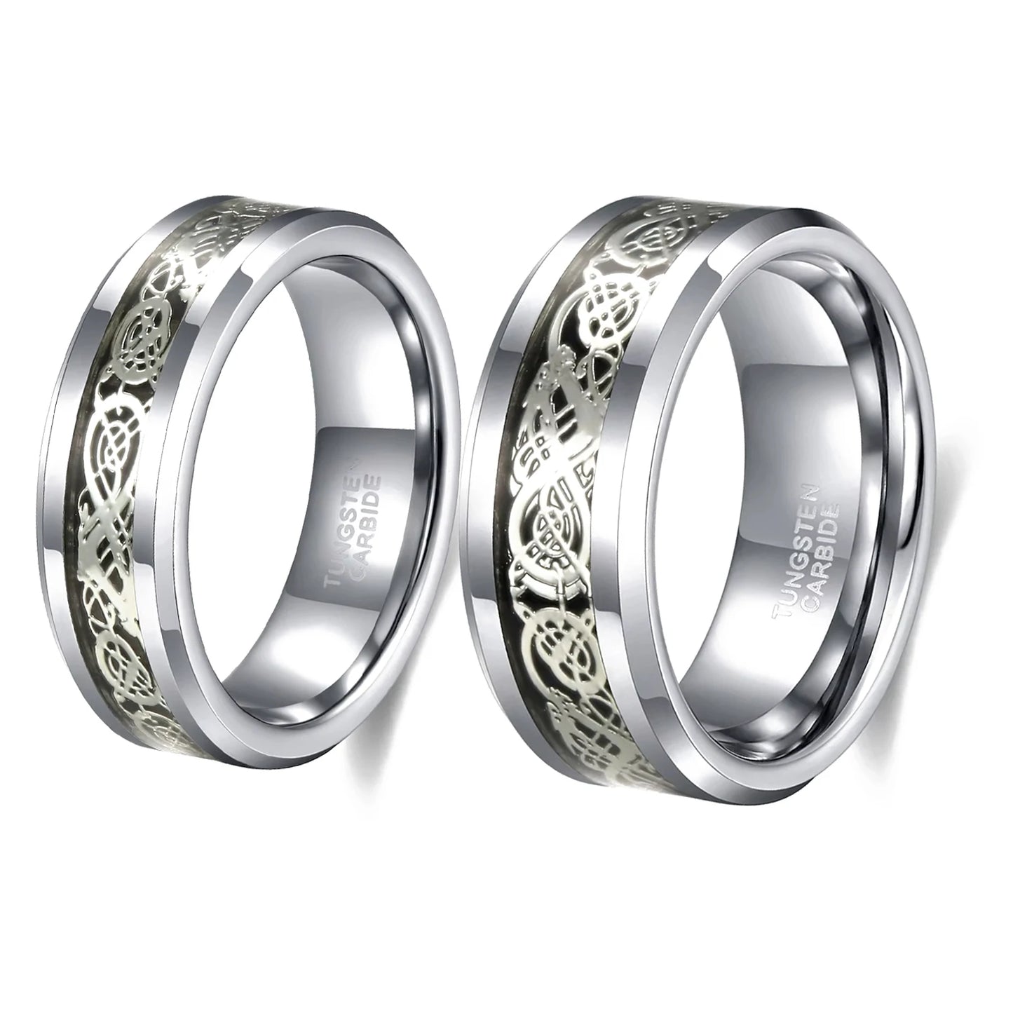 Tempusort Gold Plated Waterproof 6mm 8mm Dragon Celtic Inlay Tungsten Carbide Classic Men's Wedding Band Ring Dropshipping