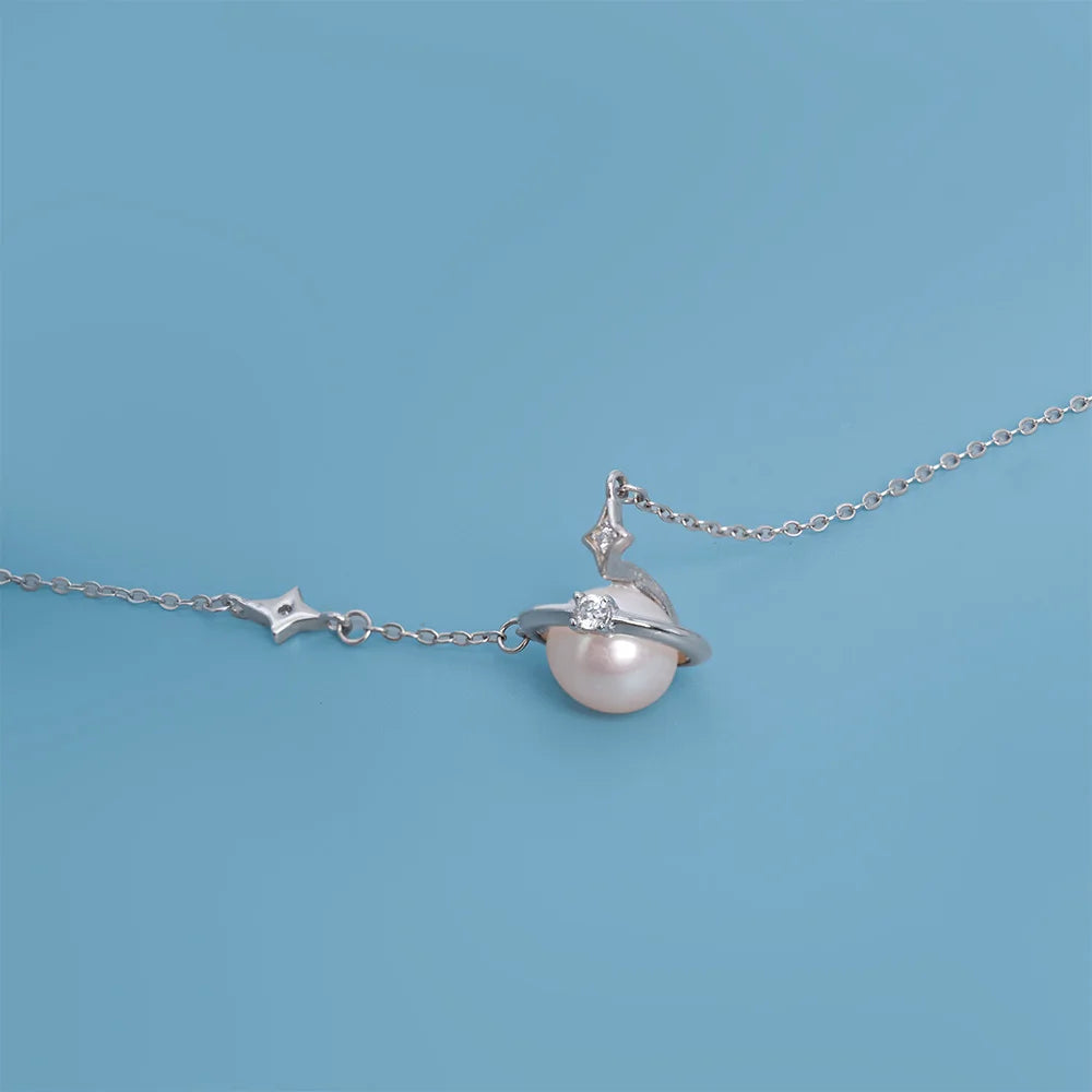 Akoya Pearl 7-8MM Unique Design Jewelry Necklace AAAAA Natural Seawater Round Pearl Necklace 925 Silver Jewelry Fashion Necklace