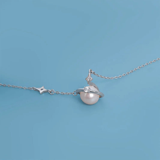 Akoya Pearl 7-8MM Unique Design Jewelry Necklace AAAAA Natural Seawater Round Pearl Necklace 925 Silver Jewelry Fashion Necklace