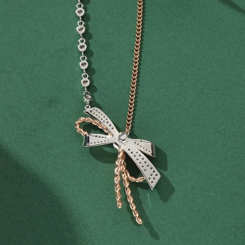 Factory Supply Fashion Bow Tassel Palaiba Zircon Large Earrings Necklace Ring Party Wedding Jewelry Set