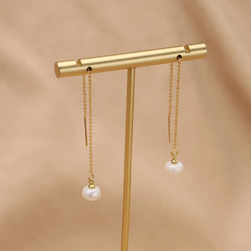 Natural Freshwater White Pearls  Wholesale Fashion Jewelry Earrings Luxury 18k Gold Plating Hoop Earrings