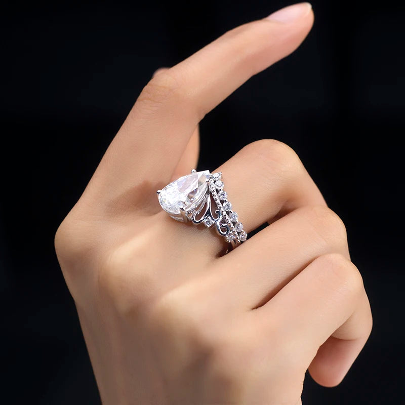 Gemfiori MSR-1518 Custom Ring Jewelry IGI Certification 4ct E VVS2 Engagement Ring PT950 Pear Cut Lab Grown Diamond Ring