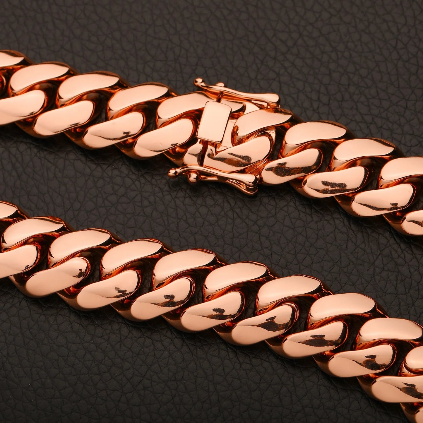 Wholesale Tungsten Rose Gold Cuban Link Bracelet Classic Plain Polish Support Custom Zircon Clasp 3D Logo Laser Engraving Hip