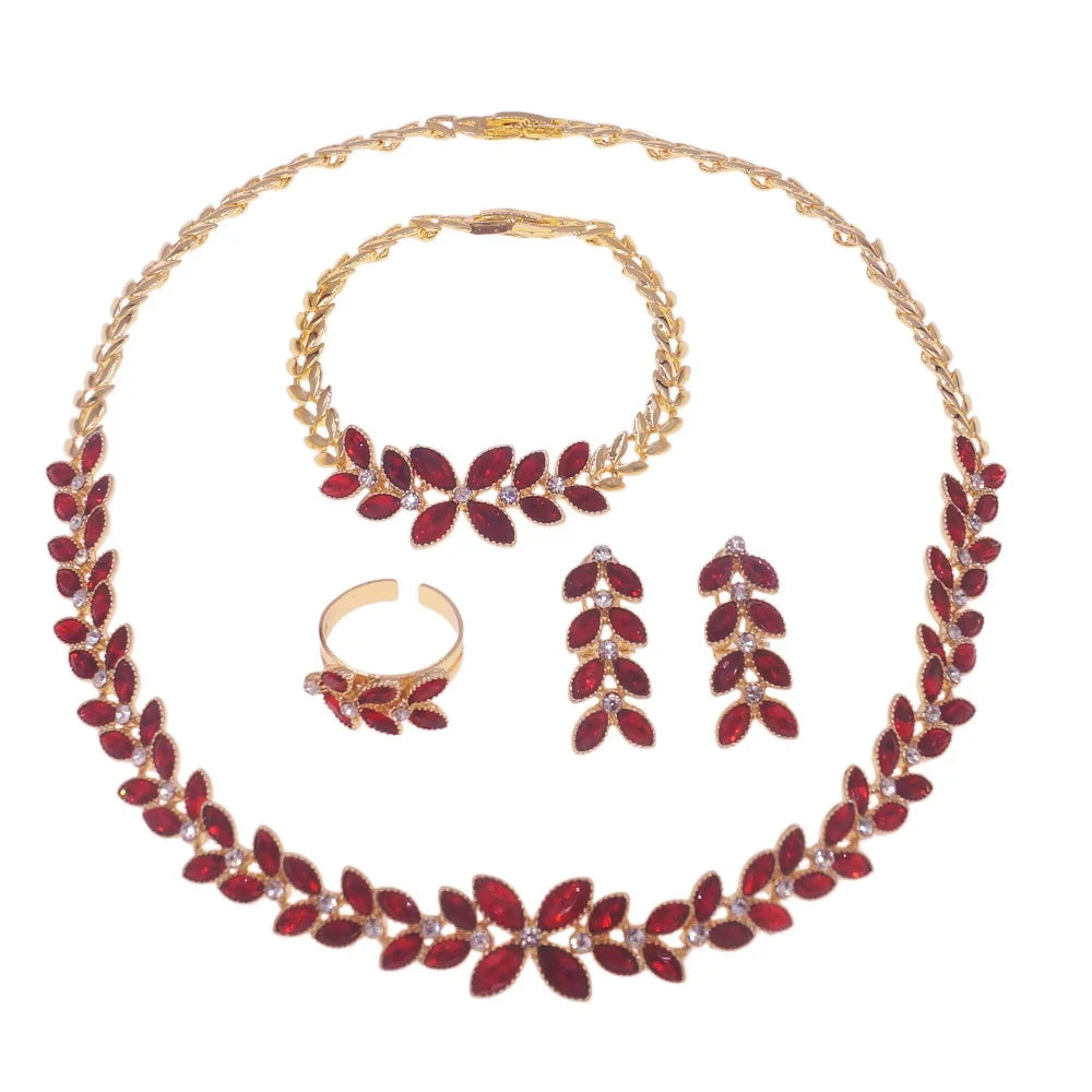 Zhuerrui XOXO New Design Hot Selling Dubai Bridal Pendant Chain Jewelry Necklace Fashion Wedding Accessories Jewelry Set HA0026