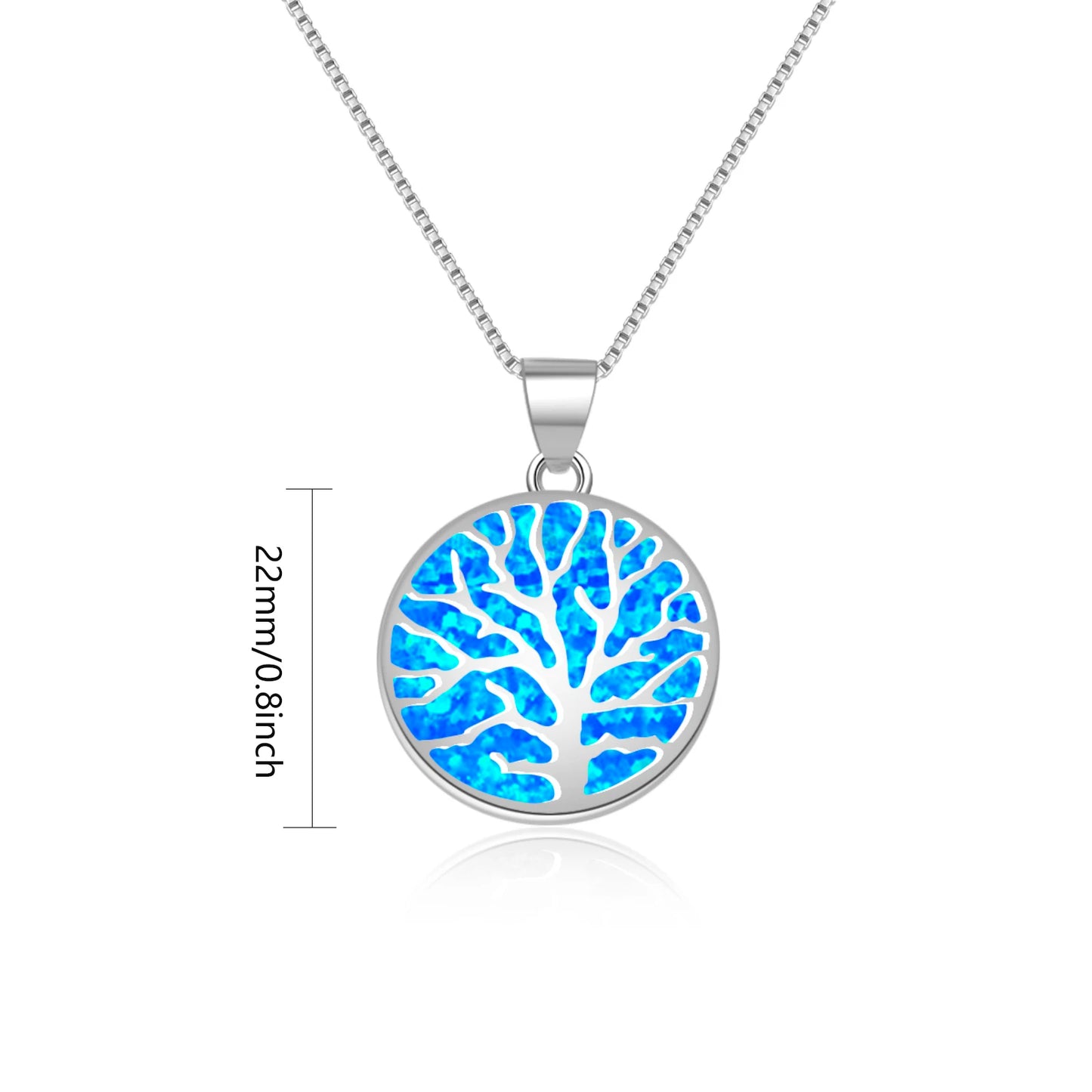 Tree of Life Circle Necklace Aobao Opal Inlaid Pendant Fashion Jewelry