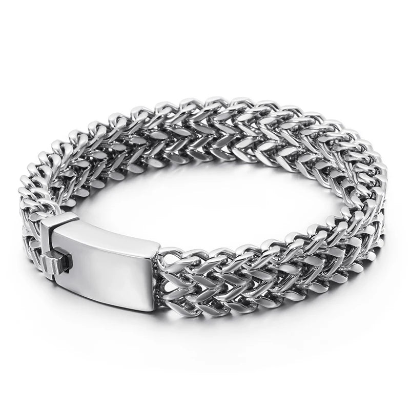 KALEN Personality Tennis Mesh Chain Shiny Bracelets Men 316L Stainless Steel Jewelry Bracelet