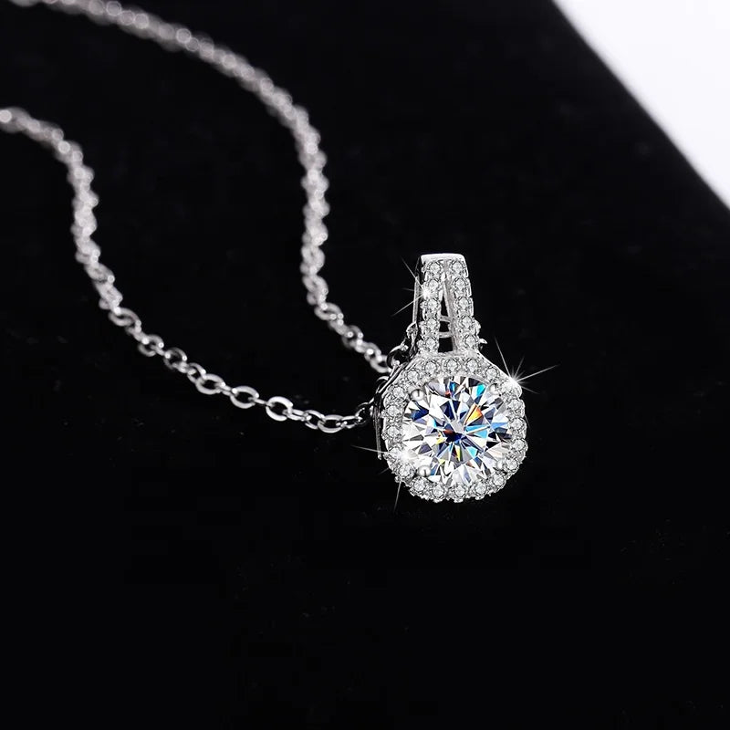1 Ct Moissanite Square Pendant Necklace 925 Sterling Silver Necklace Luxury Fine Princess Clavicle Necklace Customizable Square