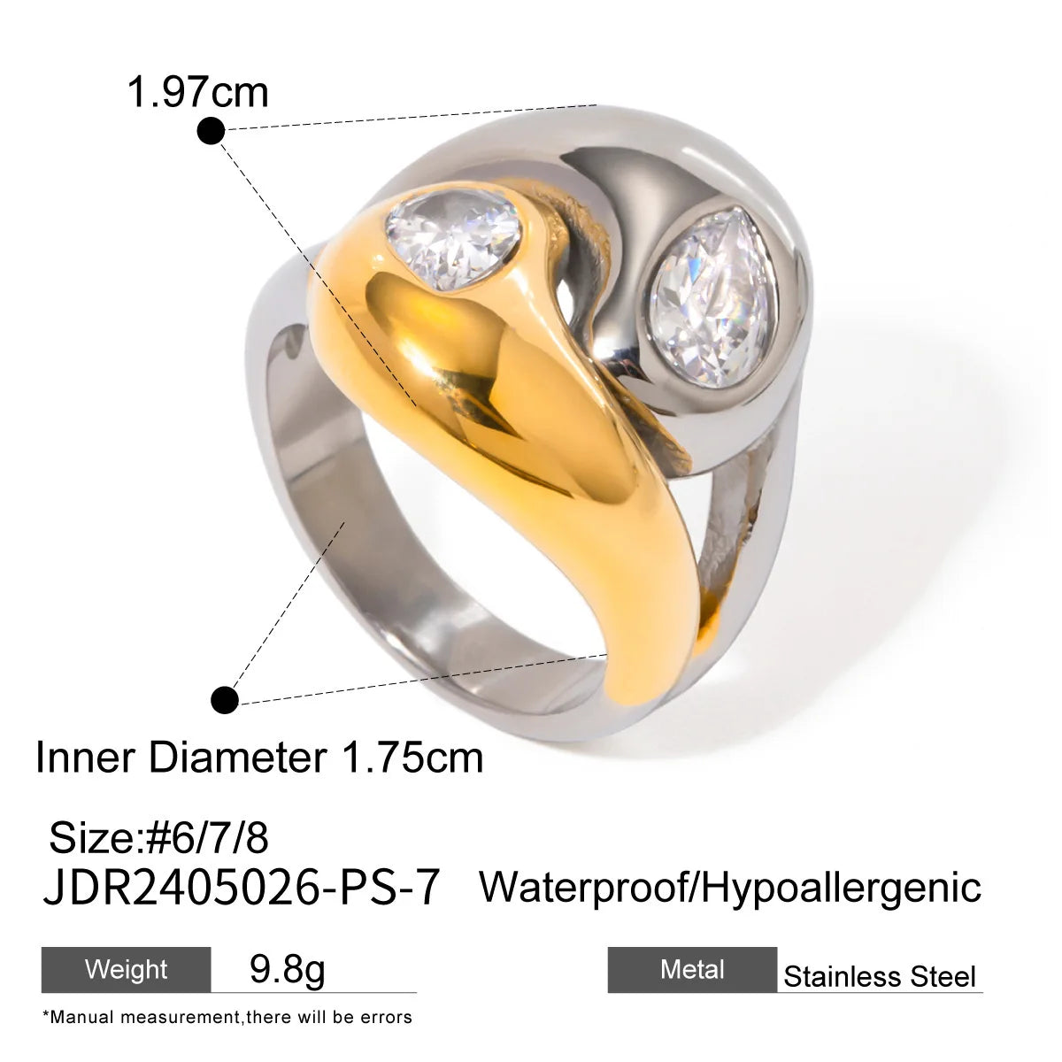 S&S Zircon Geometric Statement Ring | 18K Gold Plated | S&S