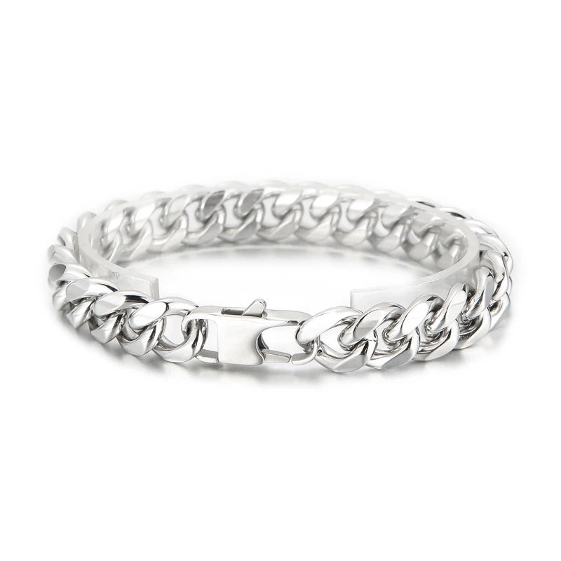 KALEN Gold Black Silver Plated Classic Mens Cuban Link Bracelets Chain Bangles