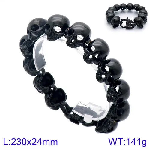 KALEN Hot-selling Jewelry Silver/black/Gold Fashion Bracelets Stainless Steel Punk Skull Links Bracelet for Men