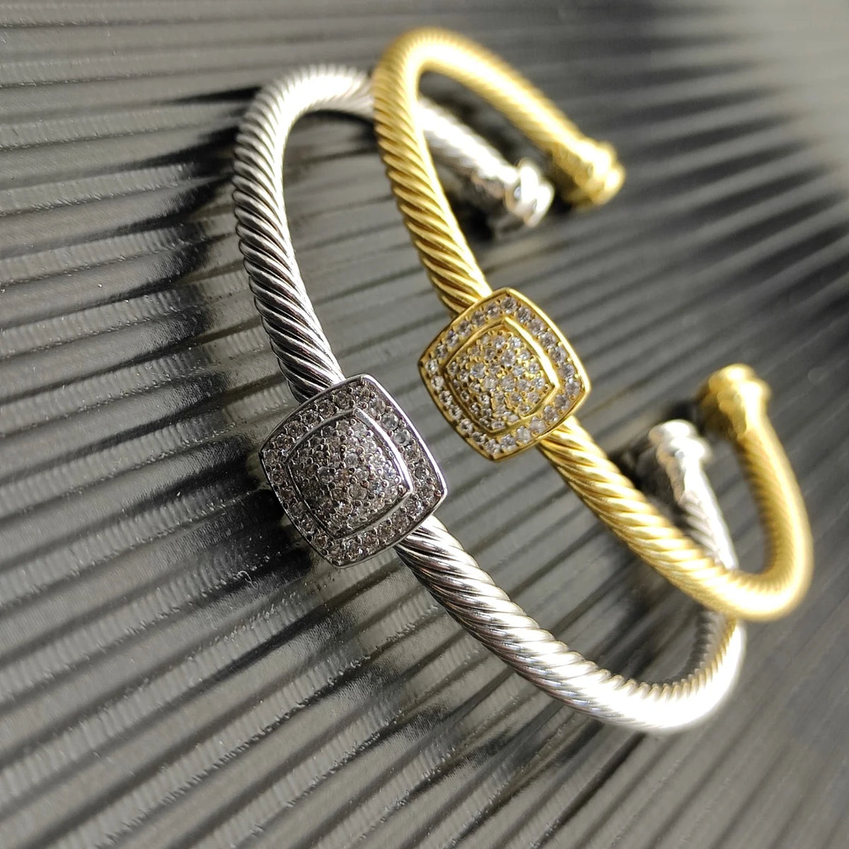 FASHIONISTA DY High-Quality Gold-Plated Diamond-Set Bangle, Unisex Silver-Plated Diamond-Set Bangle, Jewelry