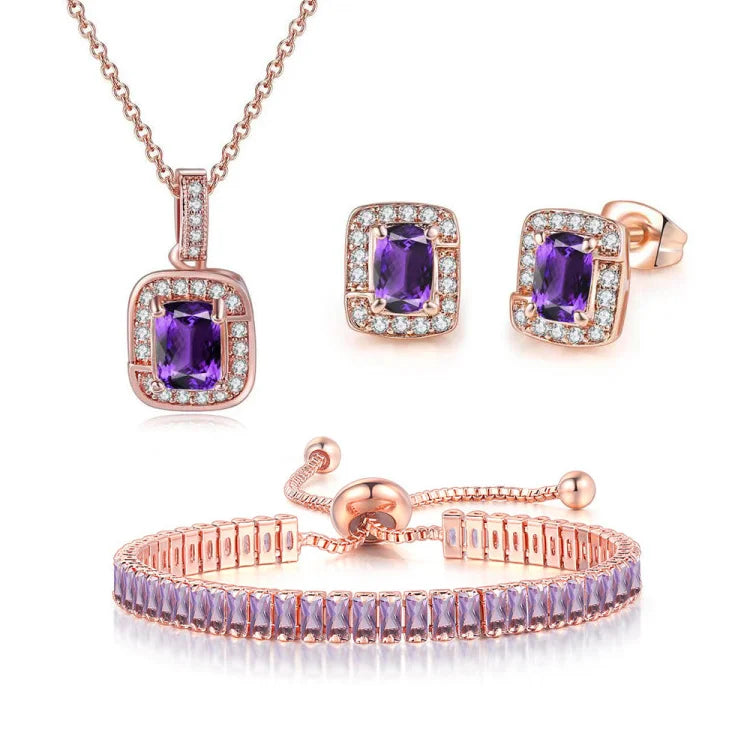 ArtistA RST New Arrival Women Accessories 3 Pcs AAA Green Zircon Earring Necklace Bracelet Jewelry Set S443