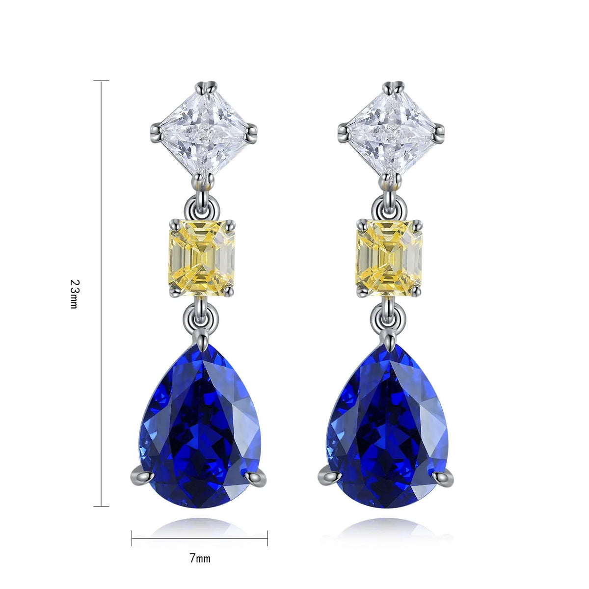 Gemfiori Anster High Quality S925 Lab Grown Sapphire Earring Stud Dainty Gemstone Stud Earrings for Women Daily Wear Gift