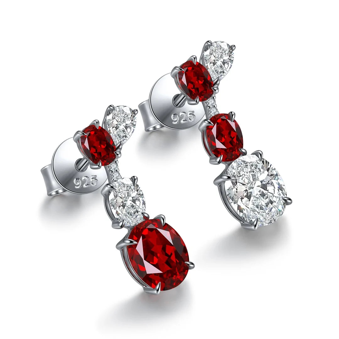 Gemfiori Anster High Quality S925 Lab Grown Ruby Earring Stud Dainty Gemstone Stud Earrings for Women Daily Wear Gift