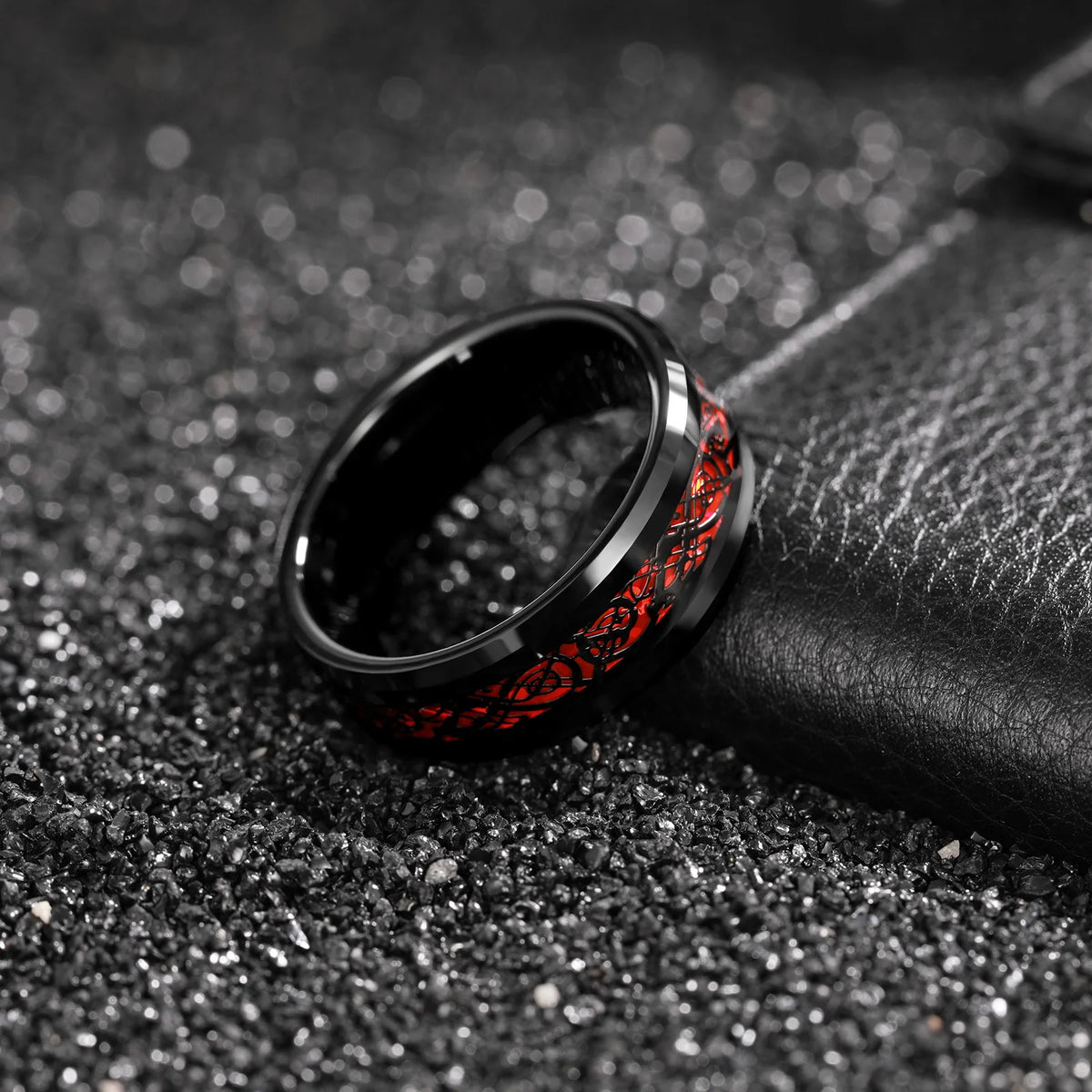 REBEL Black Celtic Dragon Tungsten Carbide Ring