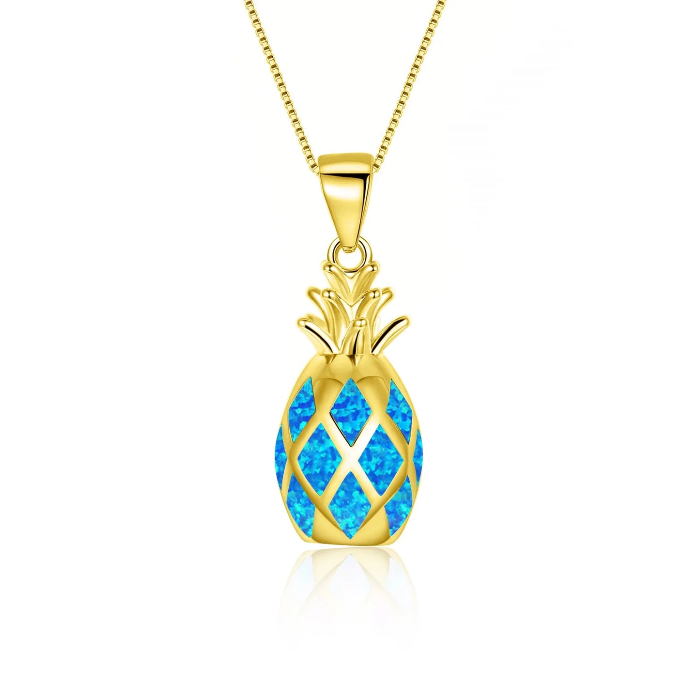 Aobao Pineapple Necklace Pineapple Pendant Copper Alloy Link Chain Opal Necklace Gift
