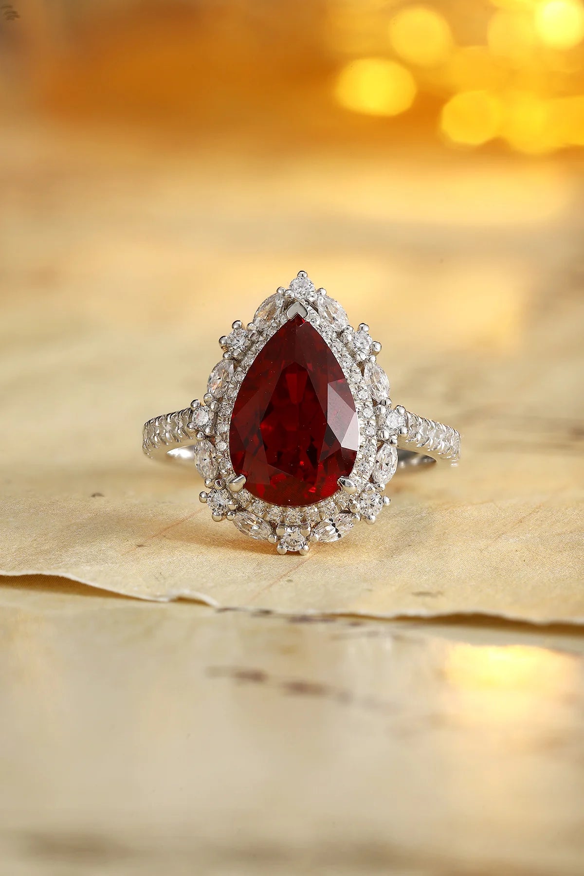 Gemfiori Niche Design Lab Grown Ruby Ring Minimalist Cold Tone Style Sophisticated Understated Luxury Fine Jewelry Ring