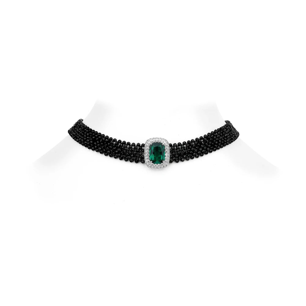 MUSHAN Jewelry Factory S925 Sterling Silver Black Spinel Woven Multi Layer Necklace European and American Jewelry for Women